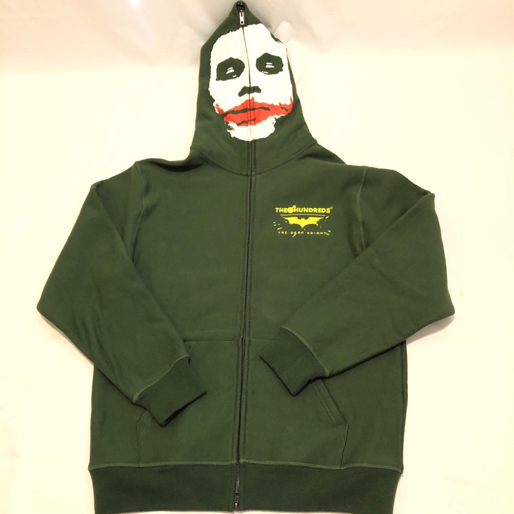 The Hundreds x Batman: The Dark Knight Full Face Zip-Up Joker Hoodie Men's Large